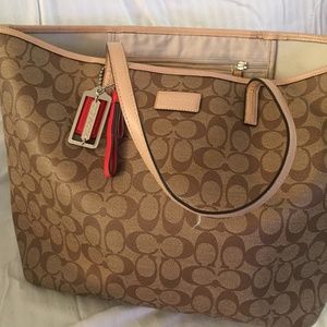 Large Khaki Coach Metro Tote